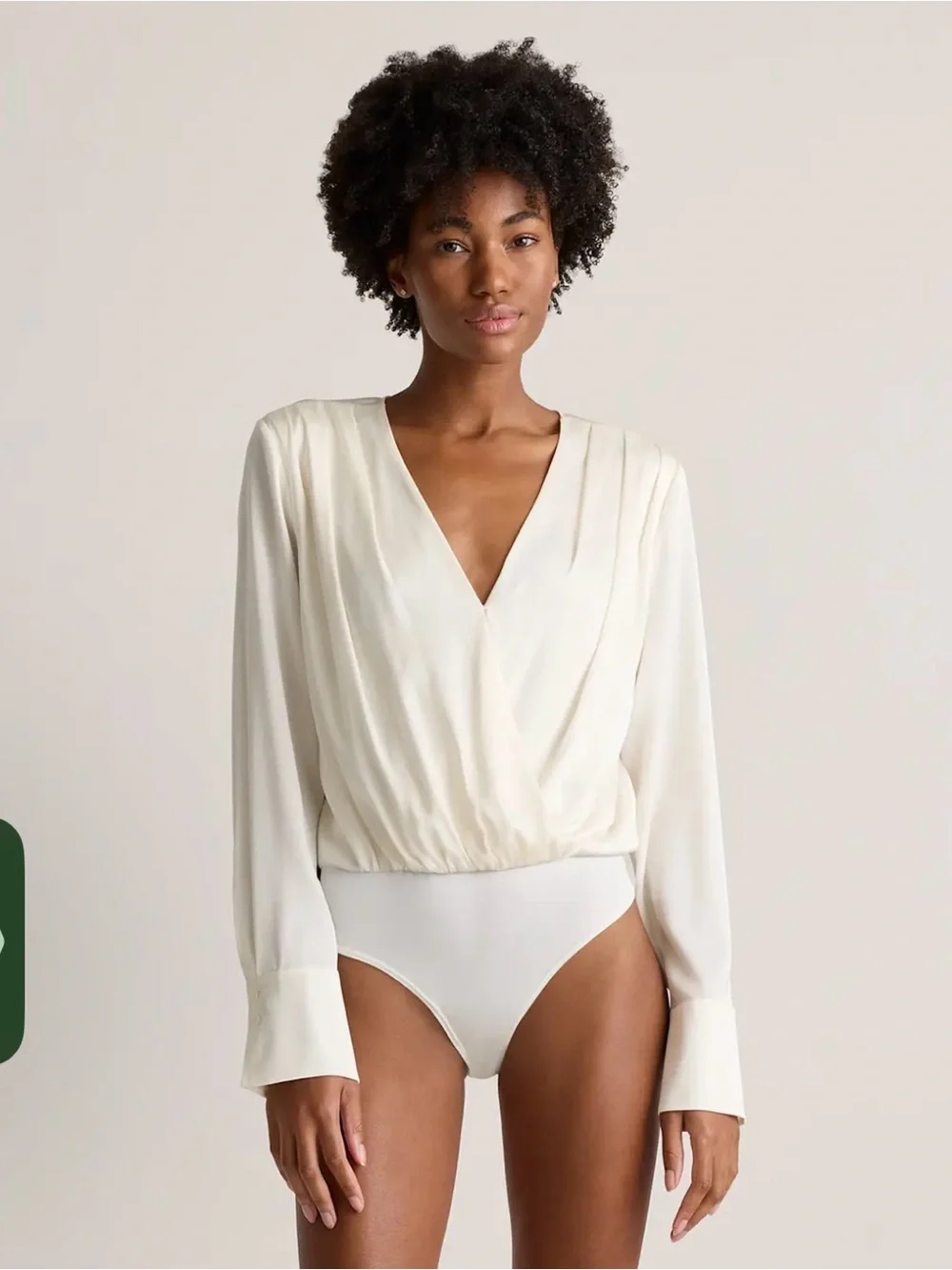 Quince Washable Silk Surplice | Size Medium | Cream - Picture 1 of 6